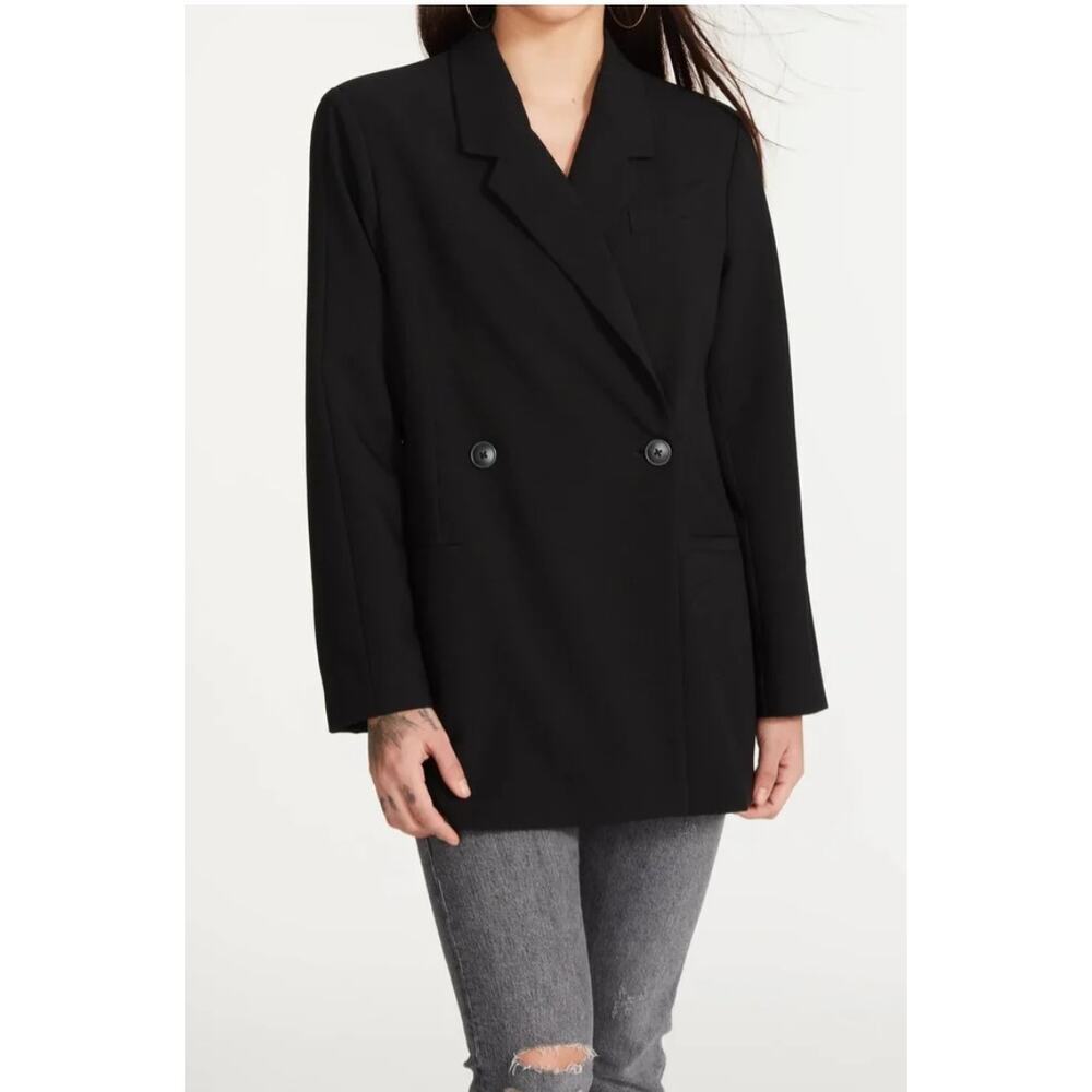 Steve Madden Stella Bocy Blazer Sz Med Black Preppy Dark Feminine Breakfast Club - Picture 1 of 12
